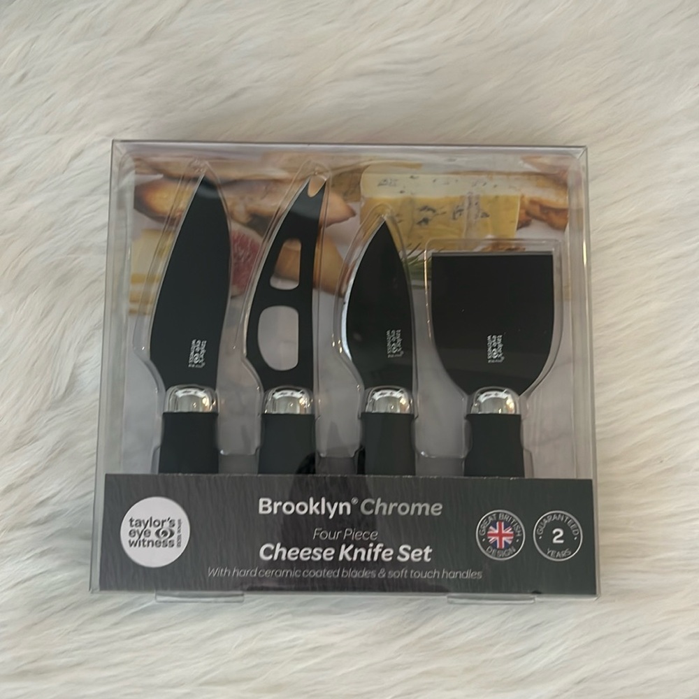 Brooklyn A British Company Chrome Four Piece Cheese Knife Set